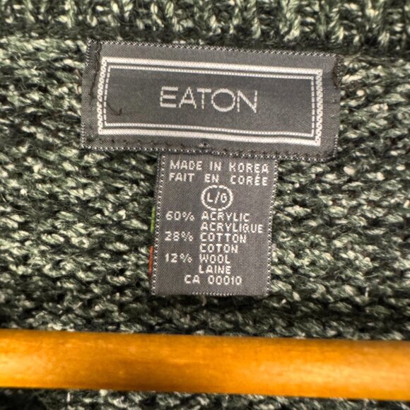 Vintage 90s Argyle Knit Sweater Wool Blend Green Eclectic Clothing - Picture 5 of 8